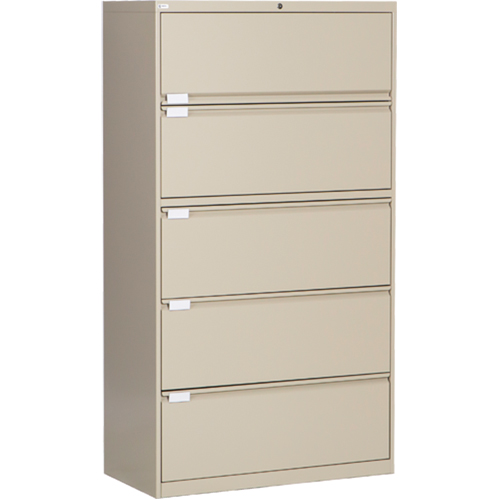 Lateral Filing Cabinet, Steel, 5 Drawers, 36" W x 18" D x 65-1/2" H, Beige Brunswick Fyr & Safety