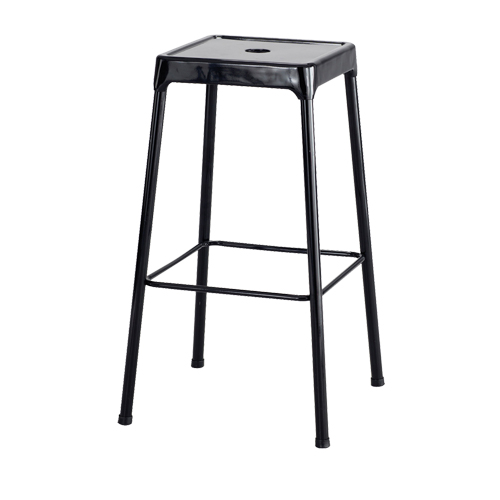 Bistro Stool, Stationary, Fixed, 29", Steel Seat, Black Brunswick Fyr & Safety