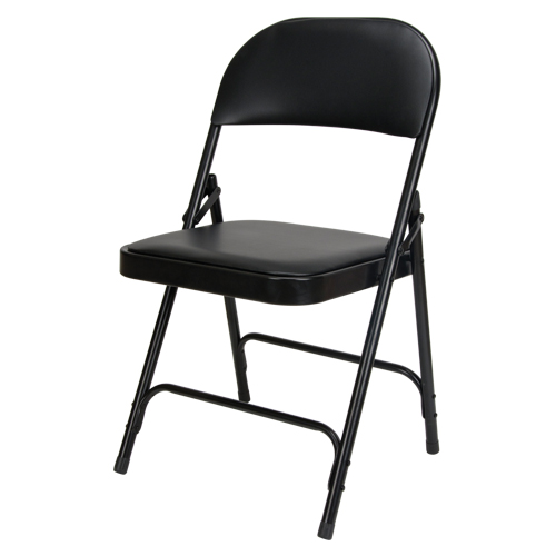 Vinyl Padded Folding Chair, Steel, Black, 300 lbs. Weight Capacity Brunswick Fyr & Safety