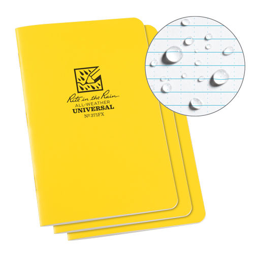 All-Weather Notebook, Soft Cover, Yellow, 48 Pages, 4-5/8" W x 7" L Brunswick Fyr & Safety