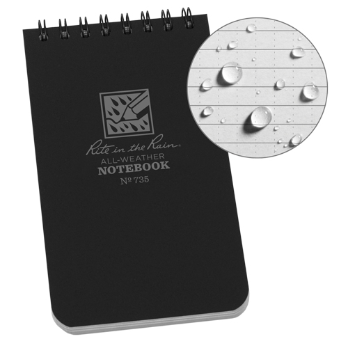 Carnet de notes de poche &agrave; spirale, Couverture souple, Noir, 100 Pages, 3" , 5"  Brunswick Fyr & Safety