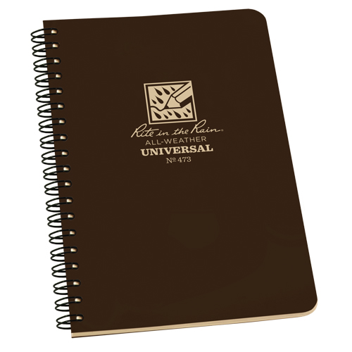 Side-Spiral Notebook, Soft Cover, Brown, 64 Pages, 4-5/8" W x 7" L Brunswick Fyr & Safety