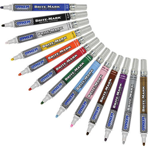 Brite-Mark&reg; Medium Paint Marker, Liquid, White Brunswick Fyr & Safety