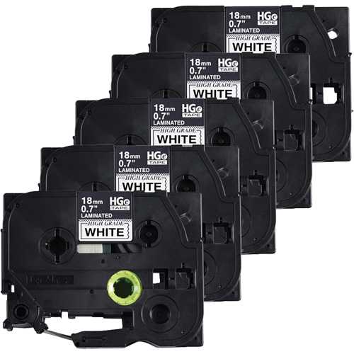 Laminated Tape, 18 mm x 8 m, Black on White Brunswick Fyr & Safety