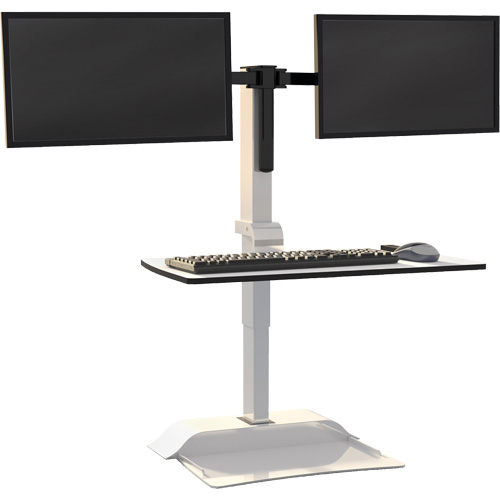 Soar Sit/Stand Electric Desk with Dual Monitor Arm, Desktop Unit, 37-1/4" H x 27-3/4" W x 22" D, White Brunswick Fyr & Safety