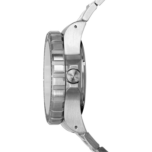 Jumbo Day/Date Automatic Watch with Stainless Steel Bracelet, Digital, Battery Operated, 46 mm, Silver Brunswick Fyr & Safety