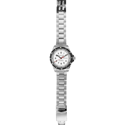 Tr&egrave;s grande montre automatique &eacute;dition arctique avec jour/date avec bracelet en acier inoxydable, Num&eacute;rique, &agrave; piles, 46 mm, Argent Brunswick Fyr & Safety