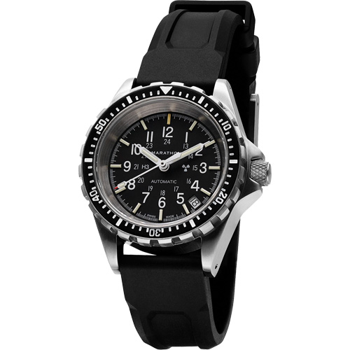 Steel Navigator with Date on Black 3-Piece Rubber Strap Kit, Digital, Battery Operated, 36 mm, Black Brunswick Fyr & Safety