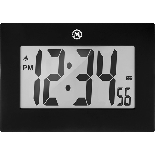 Large Frame Clock, Digital, Battery Operated, 9" W x 1" D x 6.5" H, Black Brunswick Fyr & Safety