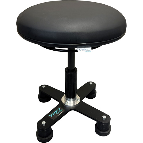 Omnistool Ergonomic Stool, Mobile, Adjustable, Vinyl Seat, Black Brunswick Fyr & Safety