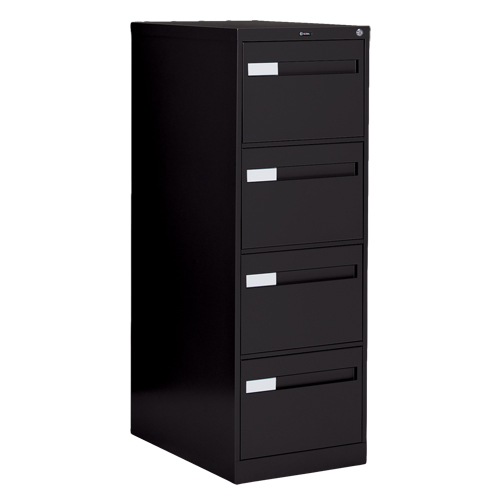 Vertical Filing Cabinet with Recessed Drawer Handles, 4 Drawers, 18.15" W x 26.56" D x 52" H, Black Brunswick Fyr & Safety