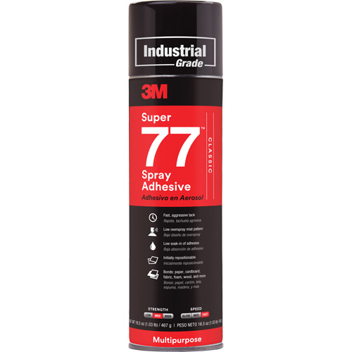 Super 77 Spray Adhesive, Clear, Aerosol Can Brunswick Fyr & Safety