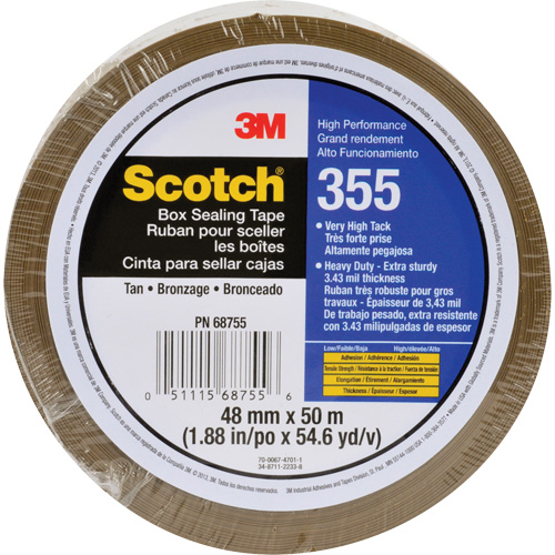 Ruban d'emballage Scotch 355, Adh&eacute;sif Thermofusible, 3,4 mils, 48 mm (1-22/25") x 50 m (164') Brunswick Fyr & Safety