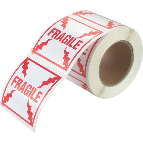 "Fragile" Special Handling Labels, 4" L x 4" W, Red on White Brunswick Fyr & Safety