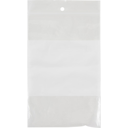 Sacs en poly avec espace inscriptible blanc, Refermable, 6" x 4", 2 mils Brunswick Fyr & Safety