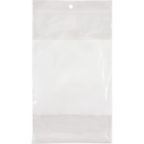 Sacs en poly avec espace inscriptible blanc, Refermable, 8" x 5", 2 mils Brunswick Fyr & Safety