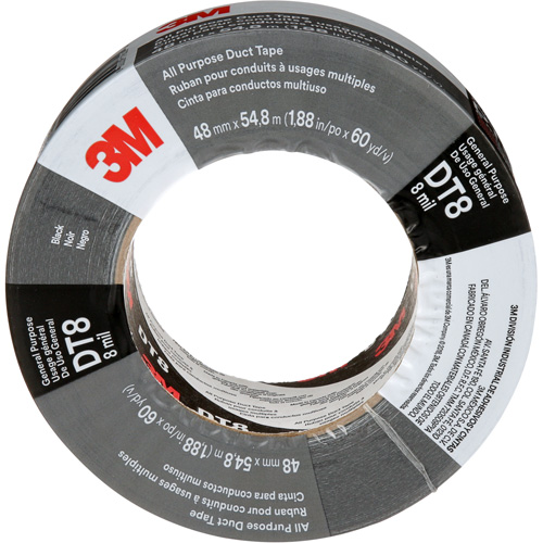 Ruban adh&eacute;sif tout usage DT8, 8 mils, Noir, 48 mm (2") x 55 m (180') Brunswick Fyr & Safety