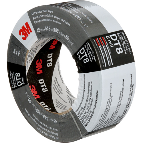 Ruban adh&eacute;sif tout usage DT8, 8 mils, Noir, 48 mm (2") x 55 m (180') Brunswick Fyr & Safety