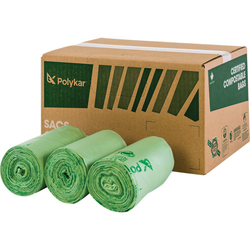 Certified Compostable Bags, Regular, 48" L x 42" W, Clear, 242 L (55 Gal.) Capacity Brunswick Fyr & Safety