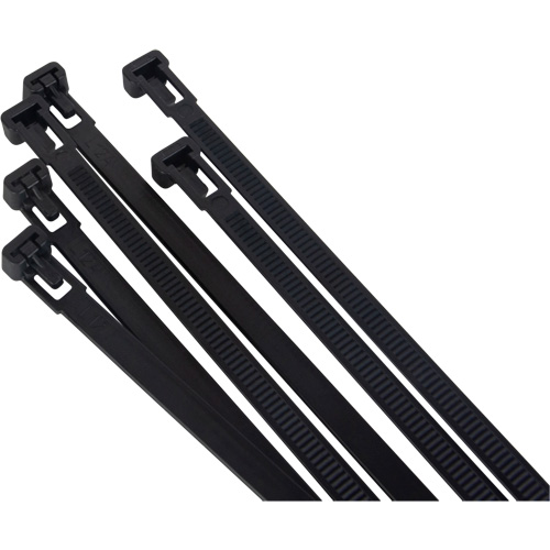 Re-Usable Cable Tie, 14" Long, 50 lbs. Tensile Strength, Black Brunswick Fyr & Safety