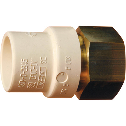 Threaded Pipe Adapter, Hub x FPT, 1-1/4" Dia., Brass/CPVC Brunswick Fyr & Safety