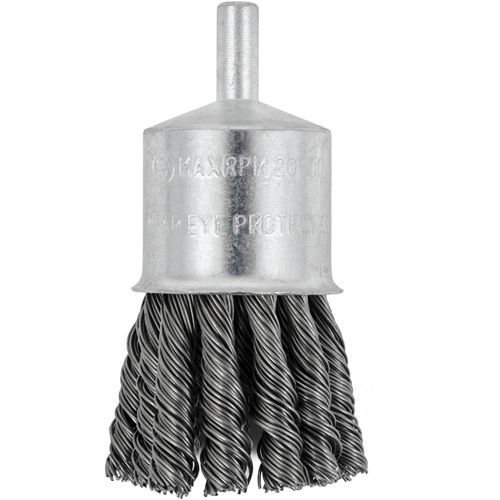 Shaft Mounted Knot Twisted End Brush, 1-1/8" Dia. x 1/4" Arbor Brunswick Fyr & Safety