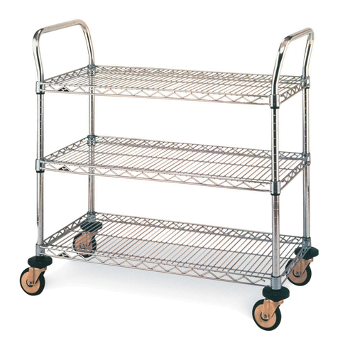 Standard-Duty Utility Cart With Wire Shelves, Chrome Plated, 24" x 39" x 24", 375 lbs. Capacity Brunswick Fyr & Safety