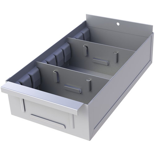 Interlok Boltless Shelving Shelf Box, Steel, 11-5/8" W x 12" D x 2-3/4" H, Light Grey Brunswick Fyr & Safety