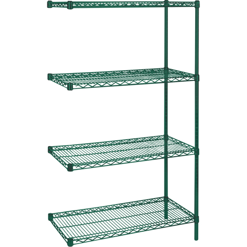 &eacute;tag&egrave;res robustes en treillis m&eacute;tallique au fini &eacute;poxy vert, Ensemble de Ajout, 4 Tablettes, 36" la x 63" h x 24" p Brunswick Fyr & Safety
