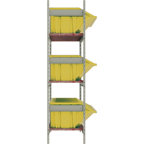 Wide Span Shelving with Jumbo Plastic Bins, Steel, Boltless, 800 lbs. Capacity, 66" W x 60" H x 18" D Brunswick Fyr & Safety