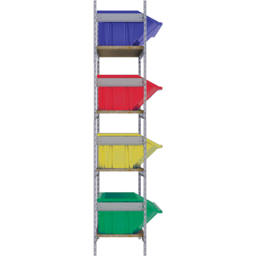 Wide Span Shelving with Jumbo Plastic Bins, Steel, Boltless, 800 lbs. Capacity, 66" W x 72" H x 18" D Brunswick Fyr & Safety
