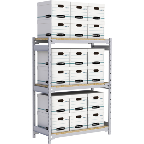 Wide Span Record Storage Shelving, Steel, 3 Shelves, 42" W x 18" D x 60" H Brunswick Fyr & Safety