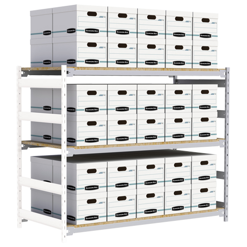 Wide Span Record Storage Shelving, Steel, 3 Shelves, 72" W x 32" D x 60" H, Add-On Kit Brunswick Fyr & Safety