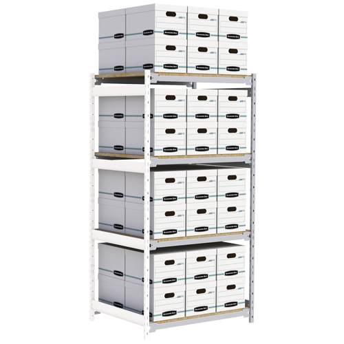 Wide Span Record Storage Shelving, Steel, 4 Shelves, 42" W x 32" D x 84" H, Add-On Kit Brunswick Fyr & Safety