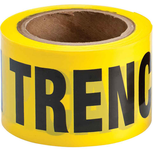 Barricade Tape, English, 3" W x 200' L, 3 mils, Black on Yellow Brunswick Fyr & Safety