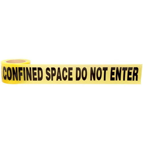 Barricade Tape, English, 3" W x 1000' L, 3 mils, Black on Yellow Brunswick Fyr & Safety