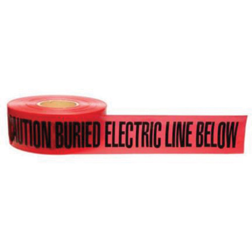 "Buried Electric Line" Identoline&reg; Underground Warning Tape, 3" W x 1000' L, Black on Red Brunswick Fyr & Safety