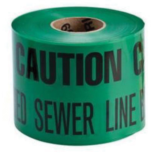 Ruban d'avertissement de danger souterrain Buried Sewer Line Identoline, 6" la x 1000' lo, Noir sur vert Brunswick Fyr & Safety