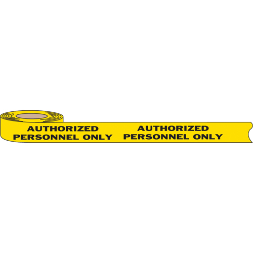 Rubans pour barricades, Anglais, 3" la x 1000' lo, 2 mils, Noir sur jaune Brunswick Fyr & Safety