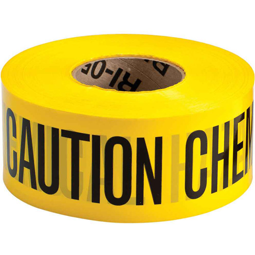Barricade Tape, English, 3" W x 200' L, 3 mils, Black on Yellow Brunswick Fyr & Safety
