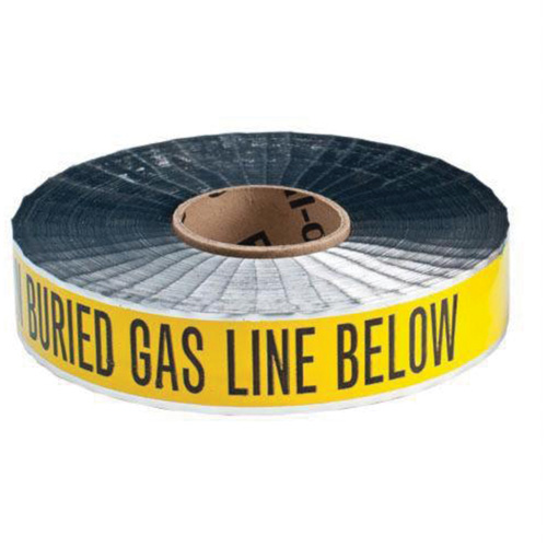 Ruban d'avertissement de danger souterrain Gas Line Identoline, 2" la x 1000' lo, Noir sur jaune Brunswick Fyr & Safety