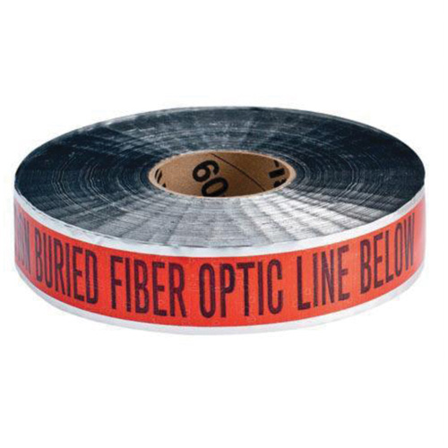 Ruban d'avertissement de danger souterrain Fiber Optic Line Identoline, 2" la x 1000' lo, Noir/orange Brunswick Fyr & Safety