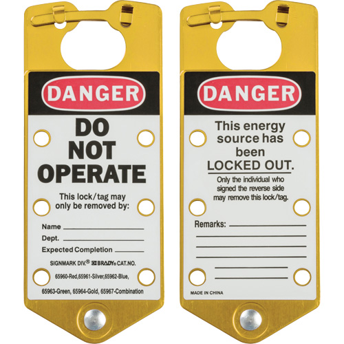 Moraillons de verrouillage &eacute;tiquet&eacute;s, Jaune Brunswick Fyr & Safety
