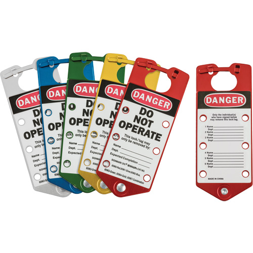 Moraillons de verrouillage &eacute;tiquet&eacute;s, Bleu/Vert/Rouge/Argent/Jaune Brunswick Fyr & Safety