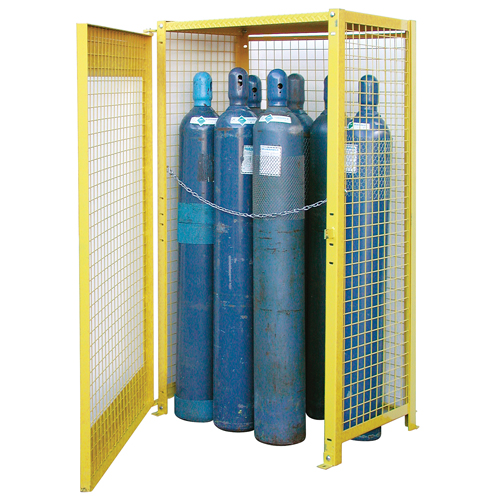Gas Cylinder Cabinets, 10 Cylinder Capacity, 44" W x 30" D x 74" H, Yellow Brunswick Fyr & Safety