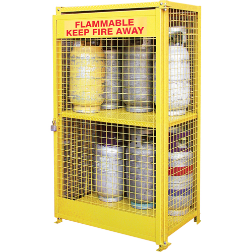 Gas Cylinder Cabinets, 12 Cylinder Capacity, 44" W x 30" D x 74" H, Yellow Brunswick Fyr & Safety