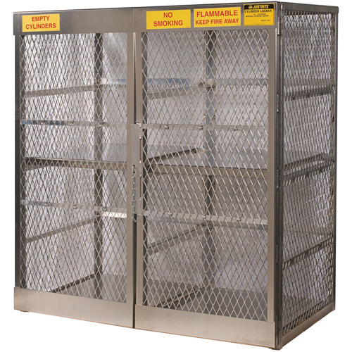Aluminum LPG Cylinder Locker Storage, 16 Cylinder Capacity, 60" W x 32" D x 65" H, Silver Brunswick Fyr & Safety