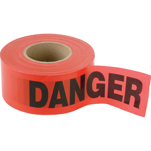 Standard Smaller Barricade Tape, English, 3" W x 300' L, 2 mils, Black on Red Brunswick Fyr & Safety