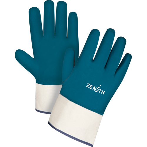 Gants &agrave; poignet de s&eacute;curit&eacute; de poids lourd, 11/2T-Grand, R&ecirc;vetement Nitrile, Enveloppe en Coton Brunswick Fyr & Safety
