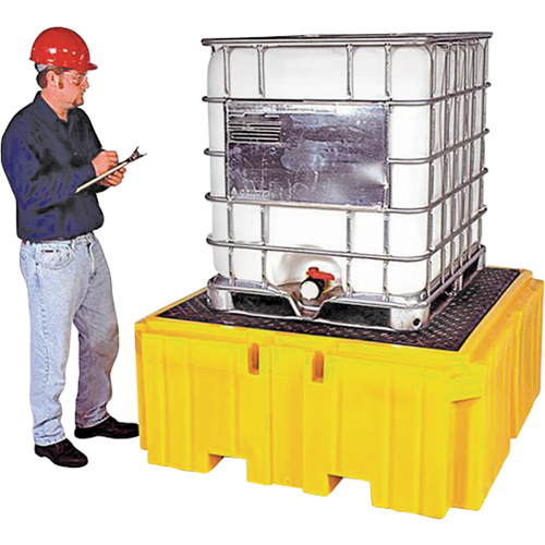 IBC Spill Pallet Plus&reg; With Drain, 365 US gal. Spill Capacity, 62" x 62" x 28" Brunswick Fyr & Safety